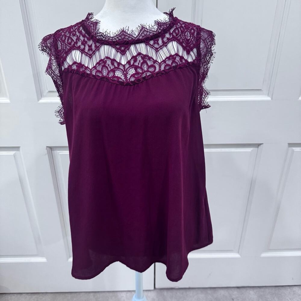 Blu Pepper burgundy lace blouse, size L